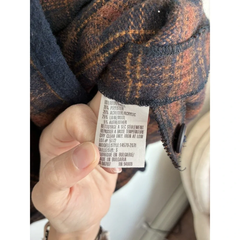 Tribal Sportswear Brown Plaid Wool Blend Button Front Vest Small Bulgarian Made